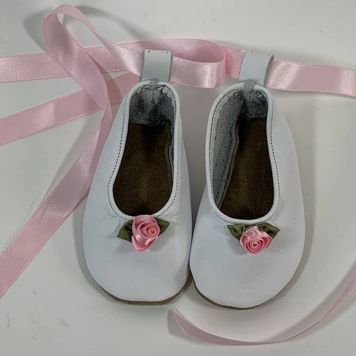Ballerina White. Girls Soft Leather Ballerina Baby Shoes for wholesale by Follow Curiosity