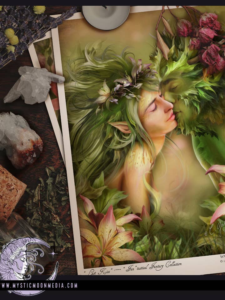 "Last Kiss" Woodland Fantasy Art Print for wholesale by Mystic Moon Media LLC