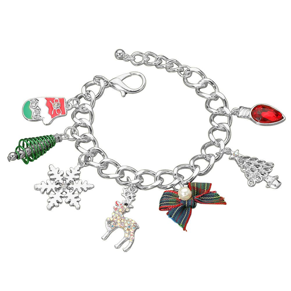 Sensibling Corp. - Wholesale Charm/Dangle Bracelet - Christmas Tree Snowflake Pearl Bow Light Bulb Mitten Charm Bracelet3