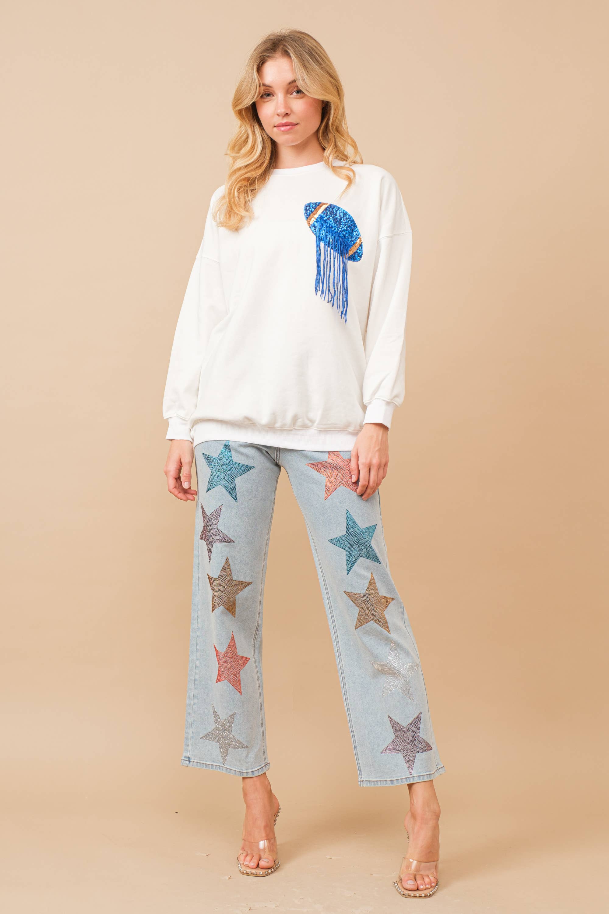 Blue B – wholesale Jeans – Women’s – 80024P - Star Rhinestone Embellishment Straight Leg Jeans4