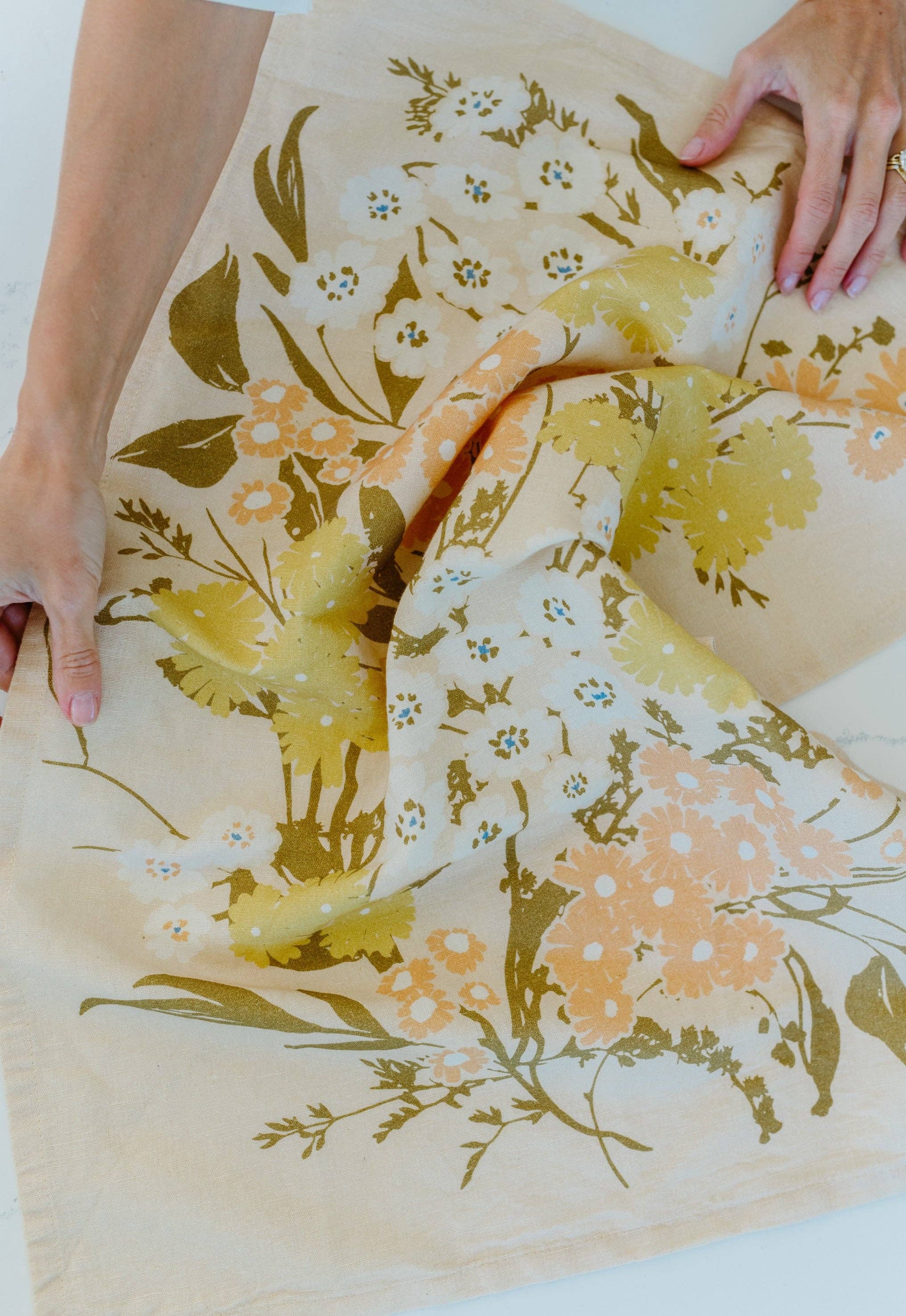 Flowerie - Wholesale Tea Towel - Homebody Cotton Linen Tea Towel | Pink Posies Floral7