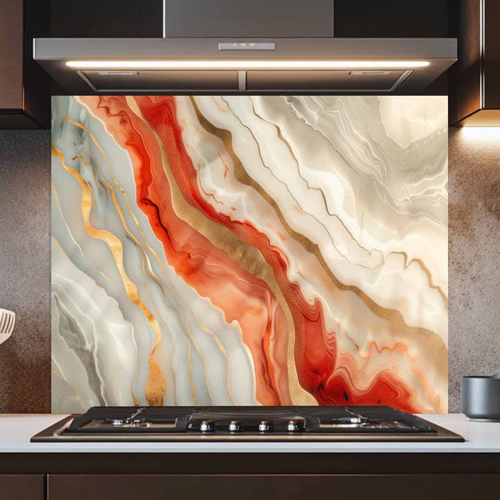 Kitchen Glass Backsplash – Sahara Flame for wholesale by Glass Kitchen Backsplash