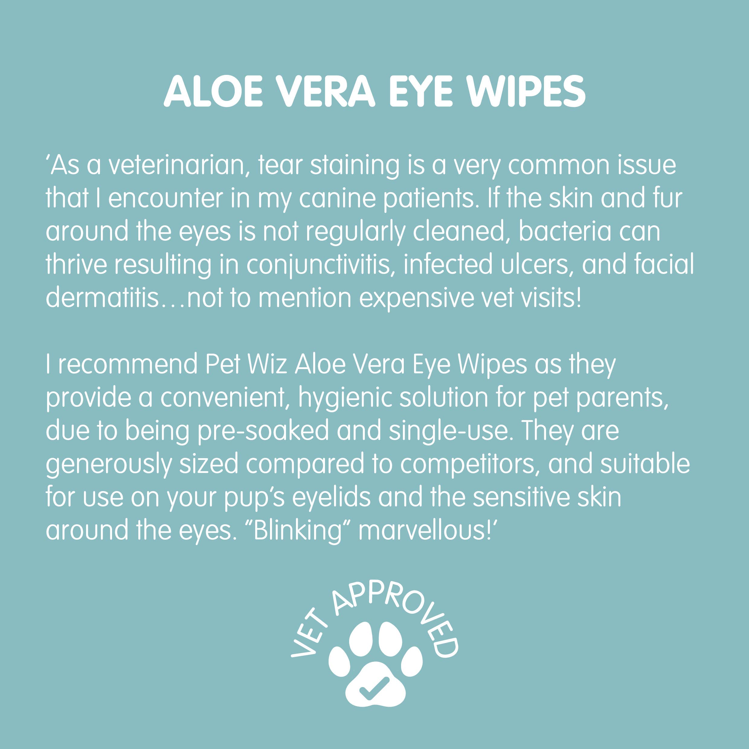 Pet Wiz – wholesale Pet grooming aid – Dog – Aloe Vera Eye Wipes for Cleaning Dogs - Extra Large6