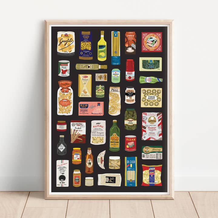 Italian Food Larder Print for wholesale by Bea Baranowska Illustration