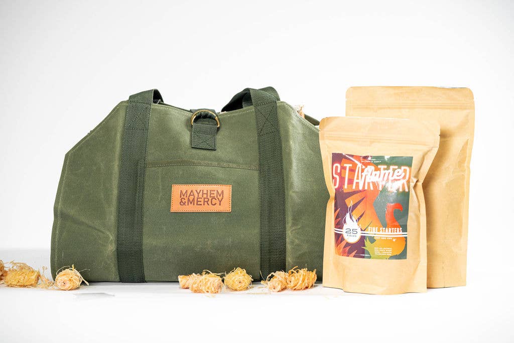 Mayhem & Mercy - Wholesale Storage Bin - Premium Waxed Canvas Firewood Sling Tote Wood Log Carrier8