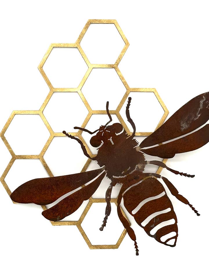 Honeycomb Bee Wall Art -Painted for wholesale by Elegant Garden Design