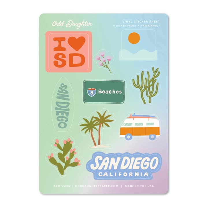 Odd Daughter Paper Co. - Wholesale Sticker - San Diego Sticker Sheet