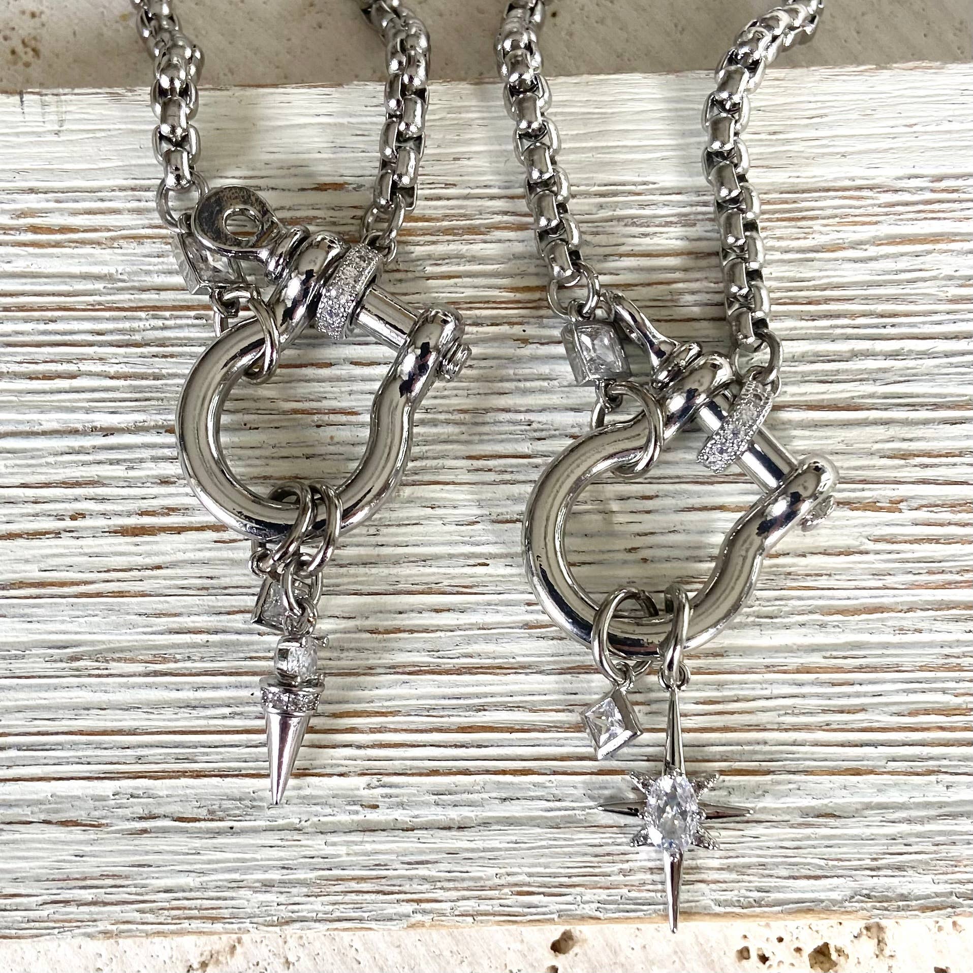 VB&CO Designs Handmade Jewelry - Wholesale Pendant/Charm Necklace - Carabiner shackle necklace charm holder mixed metal 10