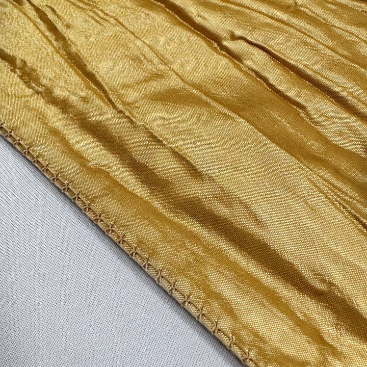 YOUR CHAIR COVERS - Wholesale Tablecloth - 132 inch Crinkle Taffeta Round Tablecloth Gold4