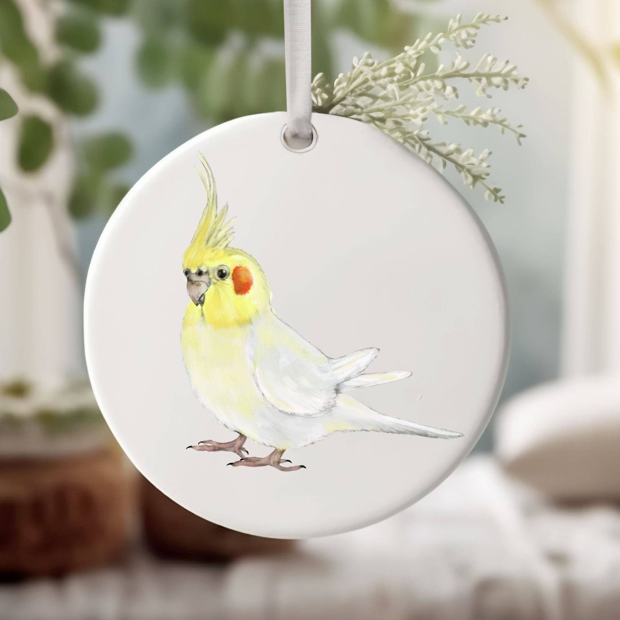 MerikaArt - Wholesale Ornament - Lutino Cockatiel Ceramic Ornament1