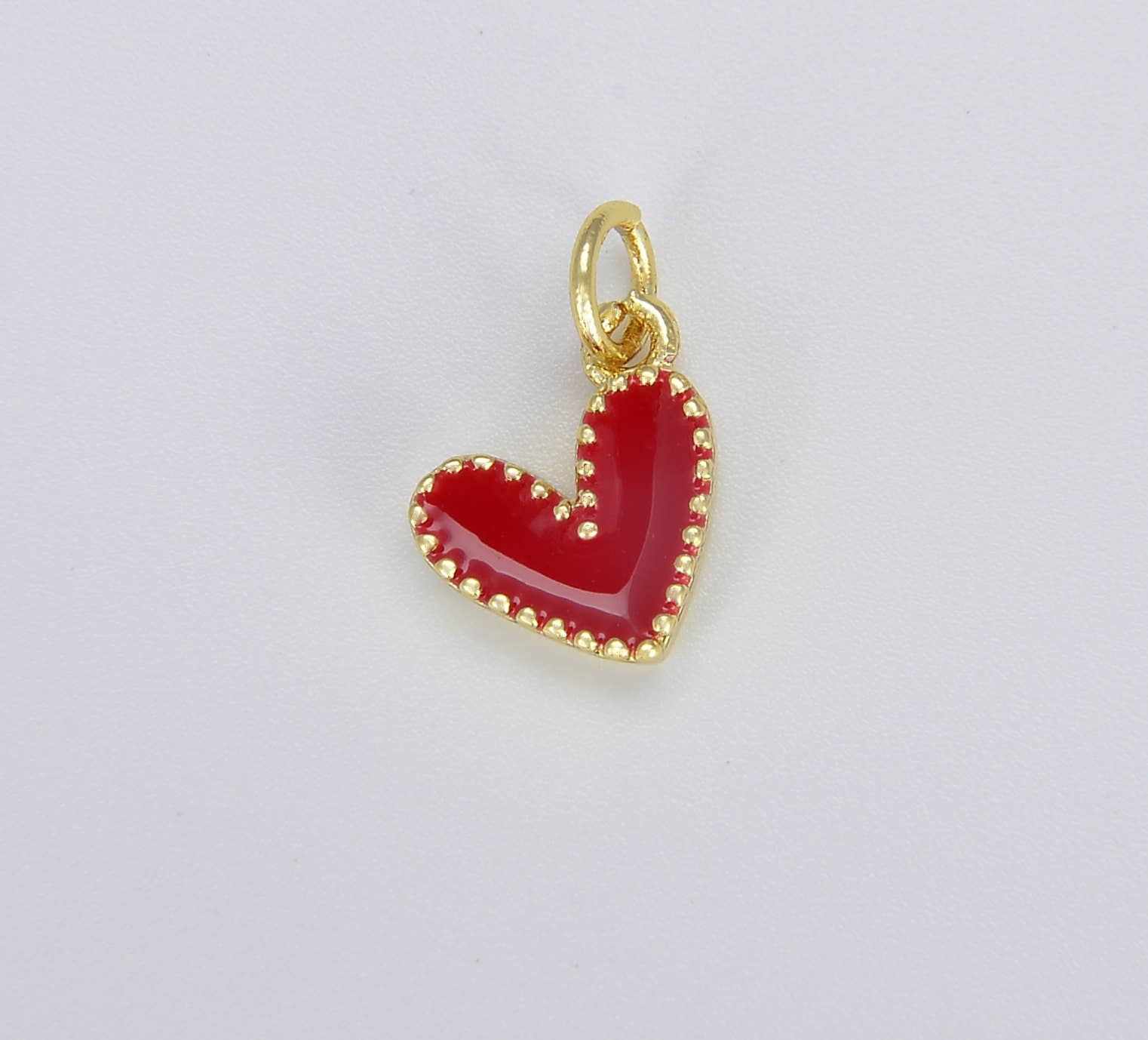 Beads Creation - Wholesale Individual Charm/Pendant - Dainty Enamel Heart Charm Pendant in Gold Filled, CP1225A6