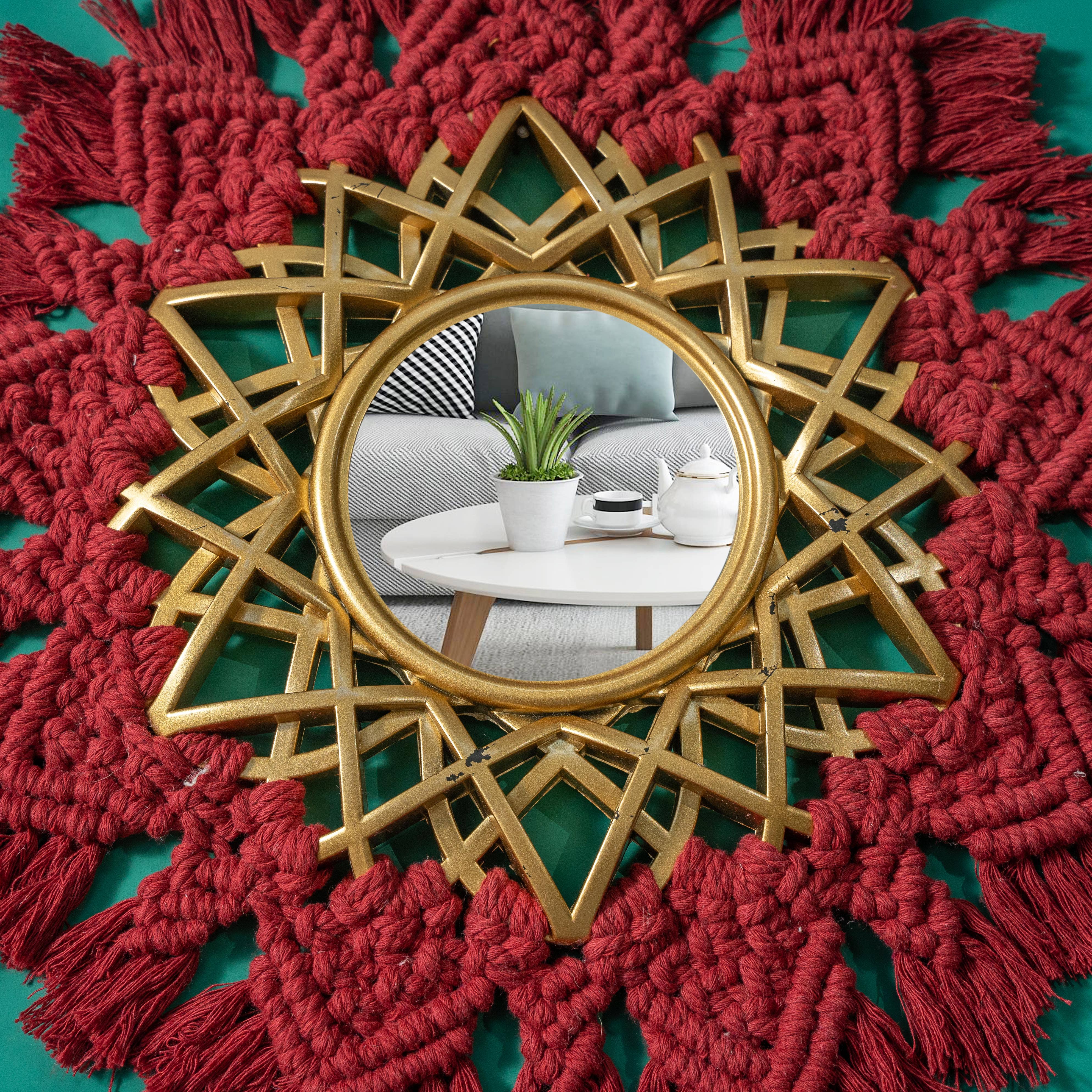 Sparkle Being - Wholesale Wall Mirror - Handmade Round Bohemia Style Wall Hanging - Macrame Mirror2