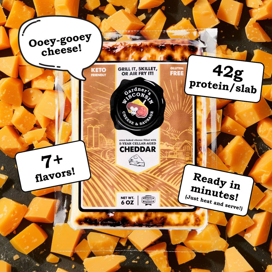 Gardner's Wisconsin Cheese and Sausage - Wholesale Cheese - Oven-Baked Cheese filled with 5-Year-Aged Cheddar1