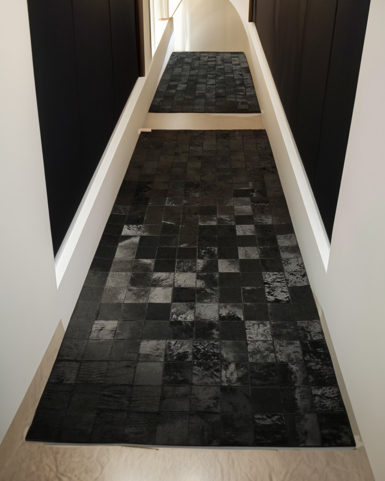 Rosoc Rug - Wholesale Runner Rug - Hallway Black Cowhide Patchwork Rug, Runner Corridor Carpet1