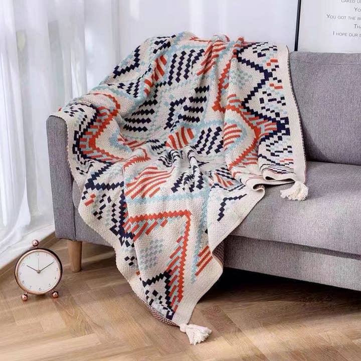 ACCITY - Wholesale Throw Blanket - KNITTED BOHEMIAN SOFA BLANKET_CWMM0412