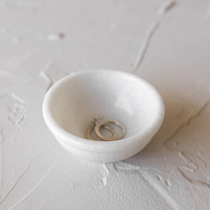 Foreside Home & Garden - Wholesale Condiment/Dip Bowl - Fleur 3 Inch White Marble Serving Bowl