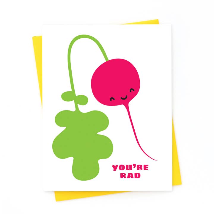 You're Rad Thank You Card foodie humor funny radish chef A2 for wholesale by Klinger Creative