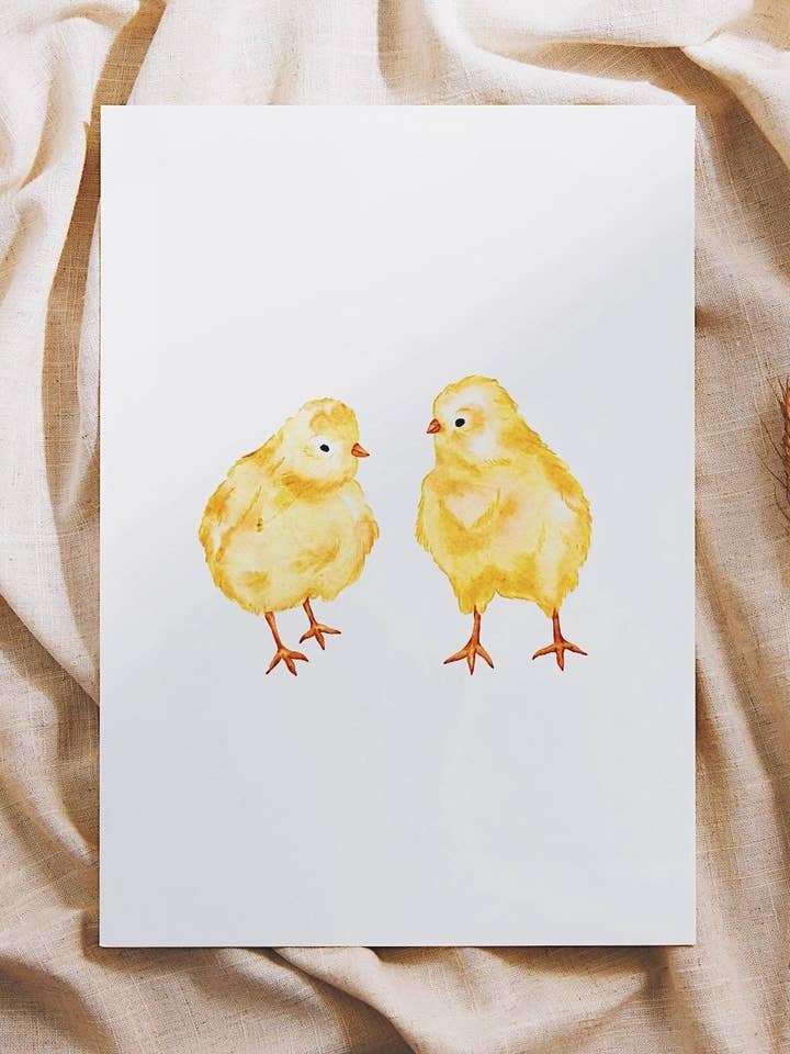 Küken Aquarell Kunst Druck für den Großhandel von Kathleen Lauren Creative Arts