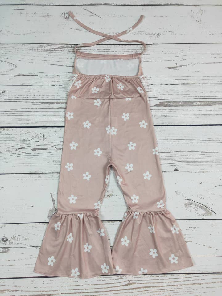 sassy kids palace - Wholesale Jumpsuit - Kids - Khaki Flower Printed Fringe Girls Jumpsuit