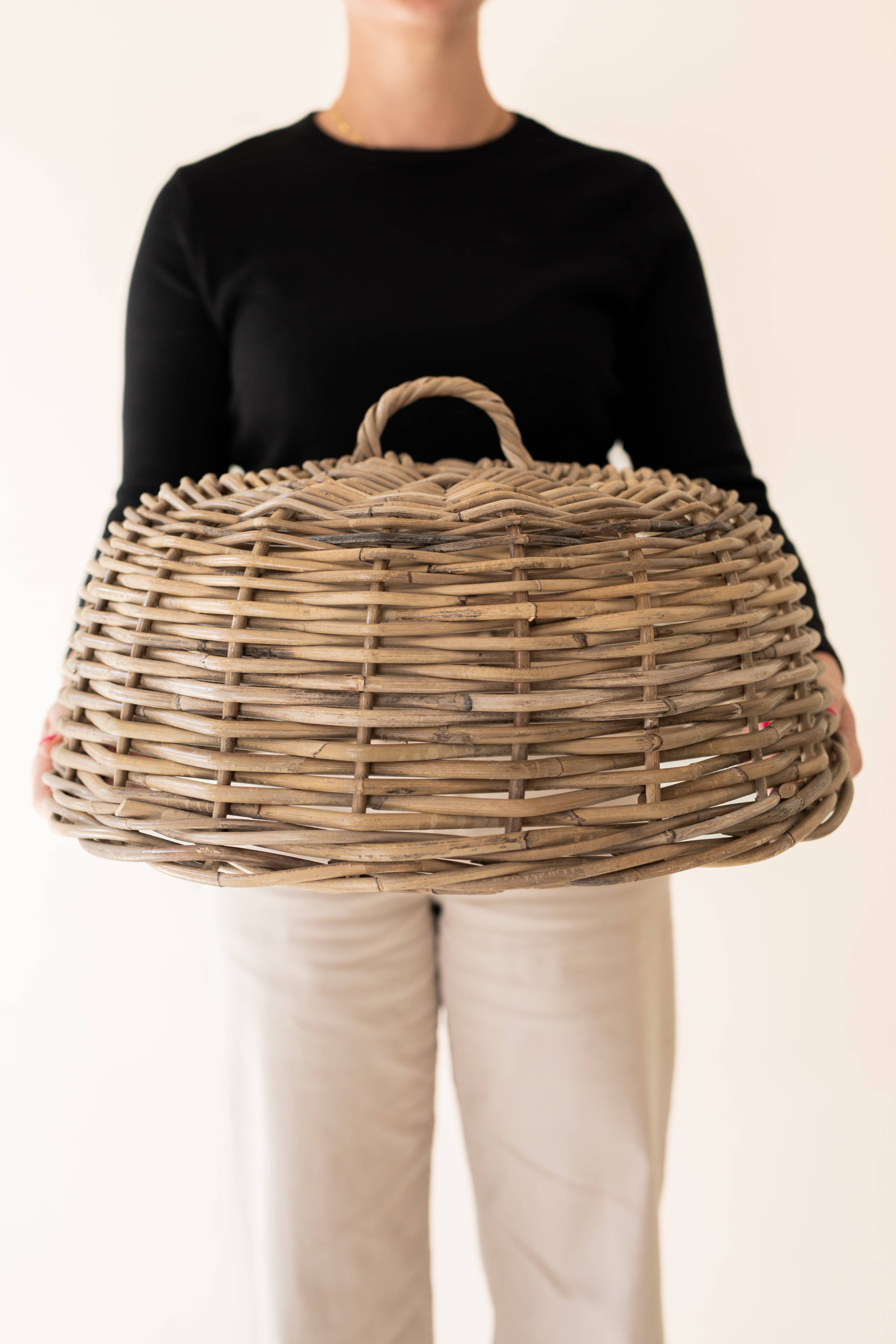 Basketly – wholesale Food storage container – Rattan Cloche Dome Food Cover0