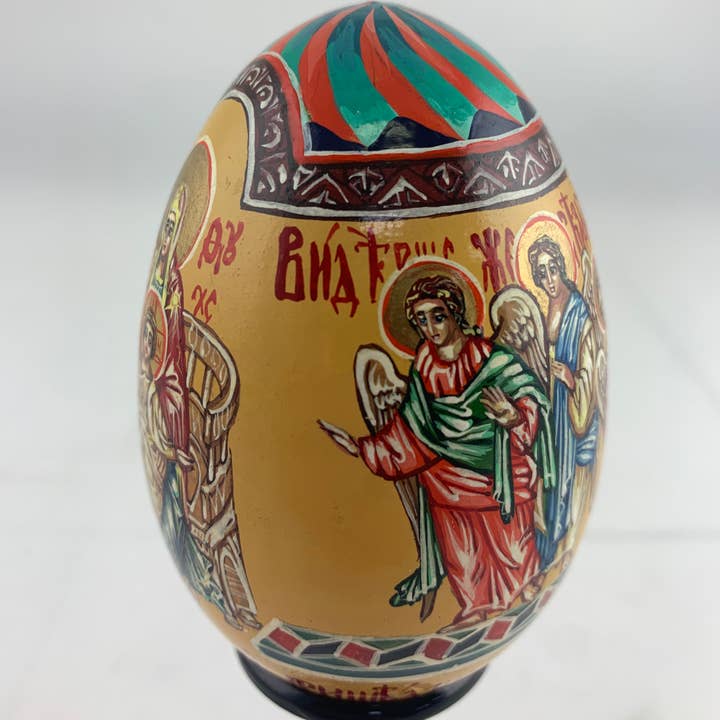 Golden Cockerel - Wholesale Decorative Tabletop Object - Vintage Panoramic Orthodox Icon Egg1