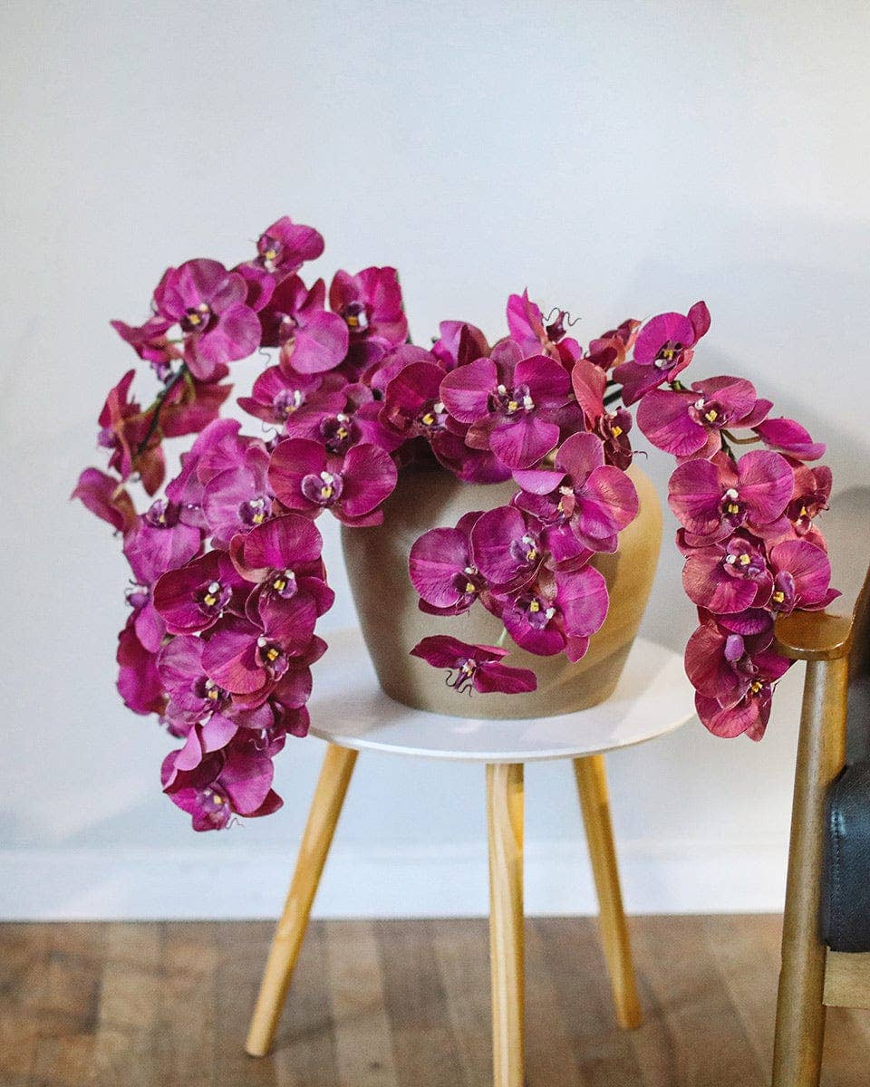 Prestige Botanicals - Wholesale Artificial Flowers - Deep Magenta Phalaenopsis Orchid 34"4