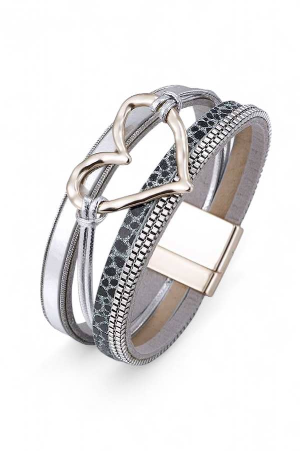 Artini Accessories - Wholesale Bangle Bracelet - Heart Charm Mix Media Magnetic Bracelet2