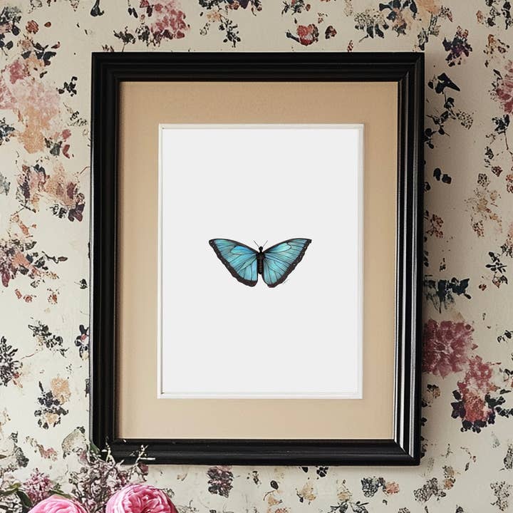 Blauer Morpho-Schmetterlingsdruck für den Großhandel von Vanee.ink