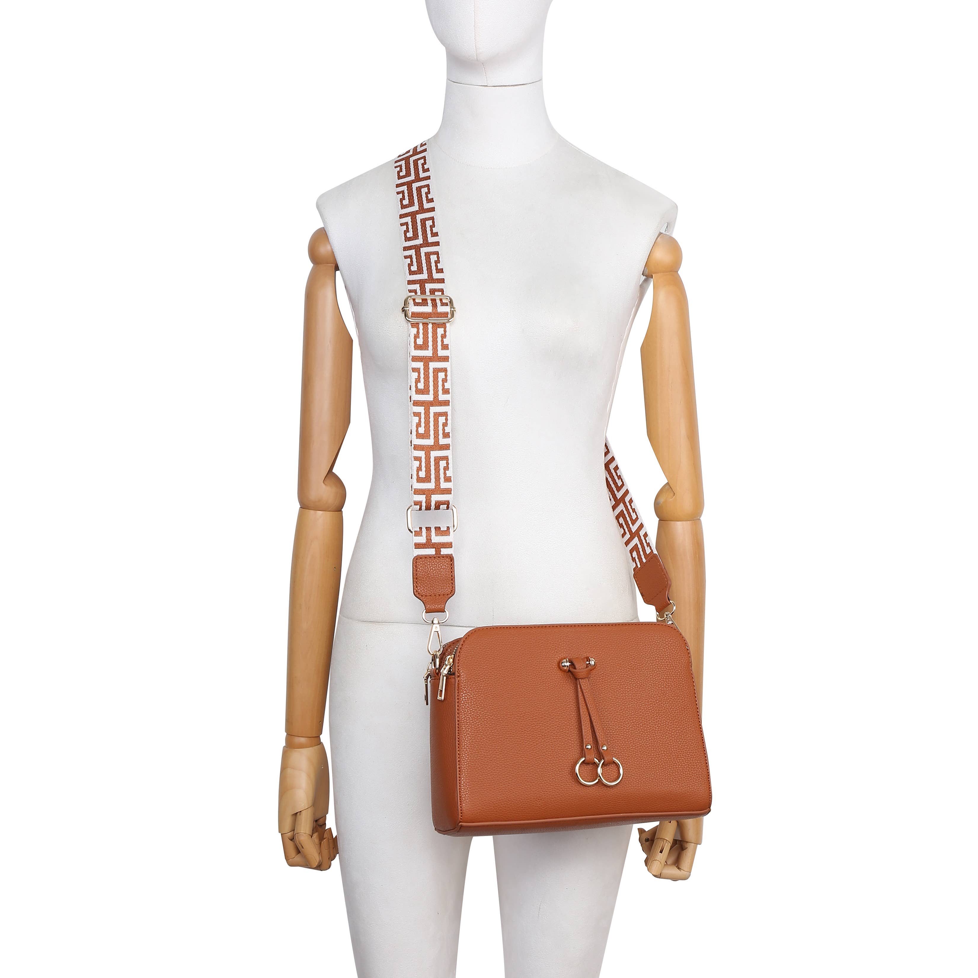 Papaya Fashion Ltd - Vendita all'ingrosso Borsa a tracolla - Donna - B23005-AW-Borsa a tracolla con tracolla in tela a tre sezioni con zip9
