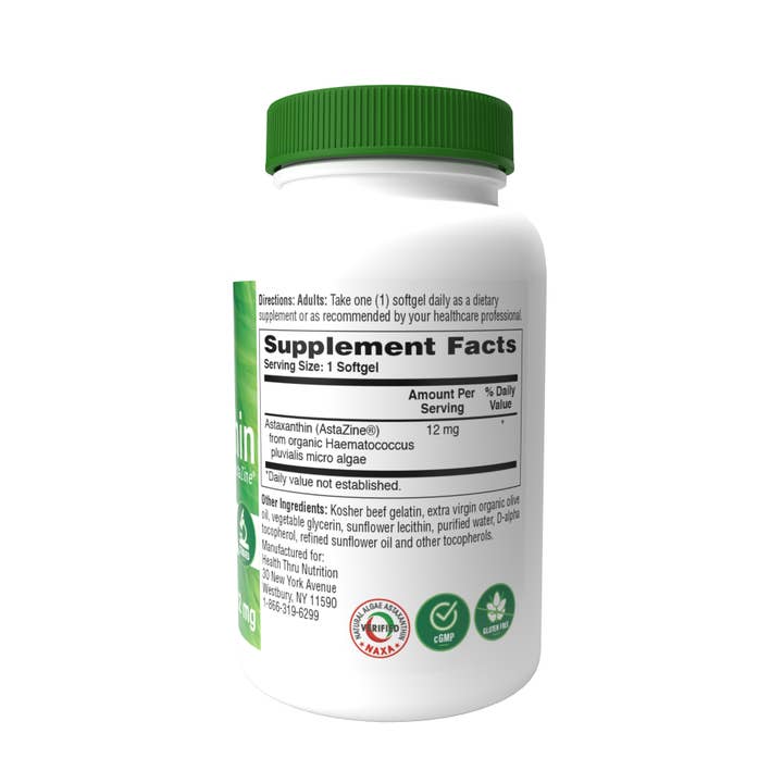 Health Thru Nutrition - Wholesale Oral Supplement/Vitamin - Astaxanthin 12mg - Natural (Non-gmo) 120 Softgels