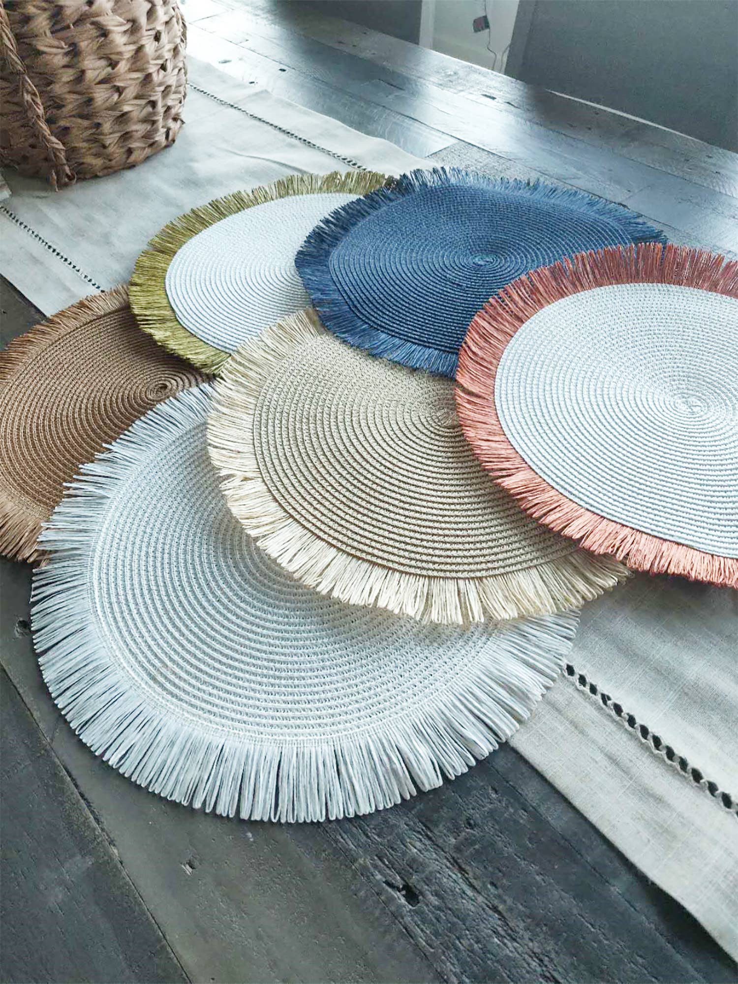 Fennco Styles - Wholesale Placemat - Handwoven Fringe Boho 15" Round Placemat24