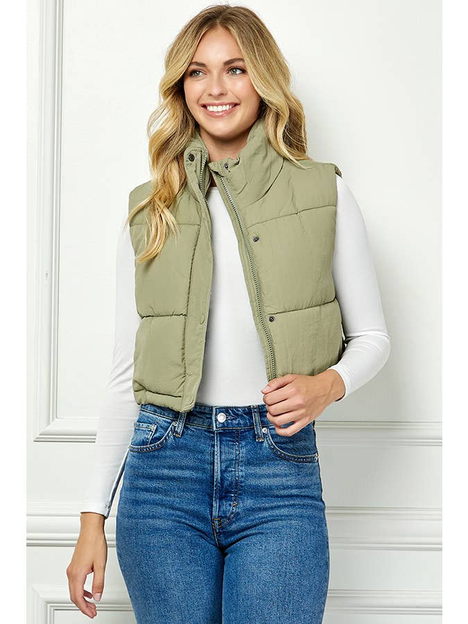 Veracci - Wholesale Puffer Jacket - Women's - Lightweig Padded Crop Puffer Vest, Sleeveless Puffer Vest