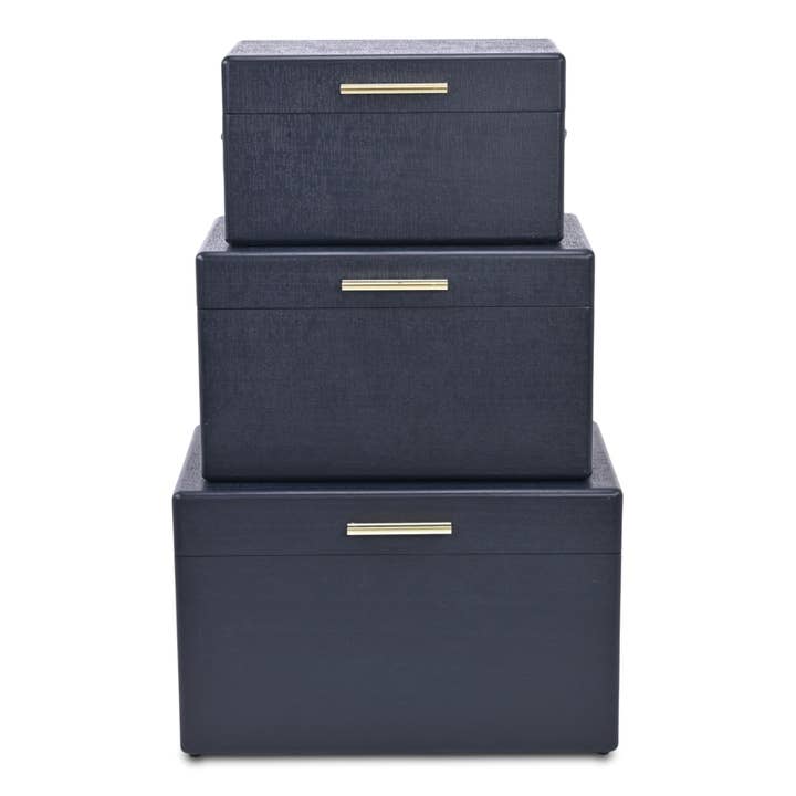 Cheungs Home Decor - Wholesale Trunk - Sable Set of 3 Trunks with Gold Handles34