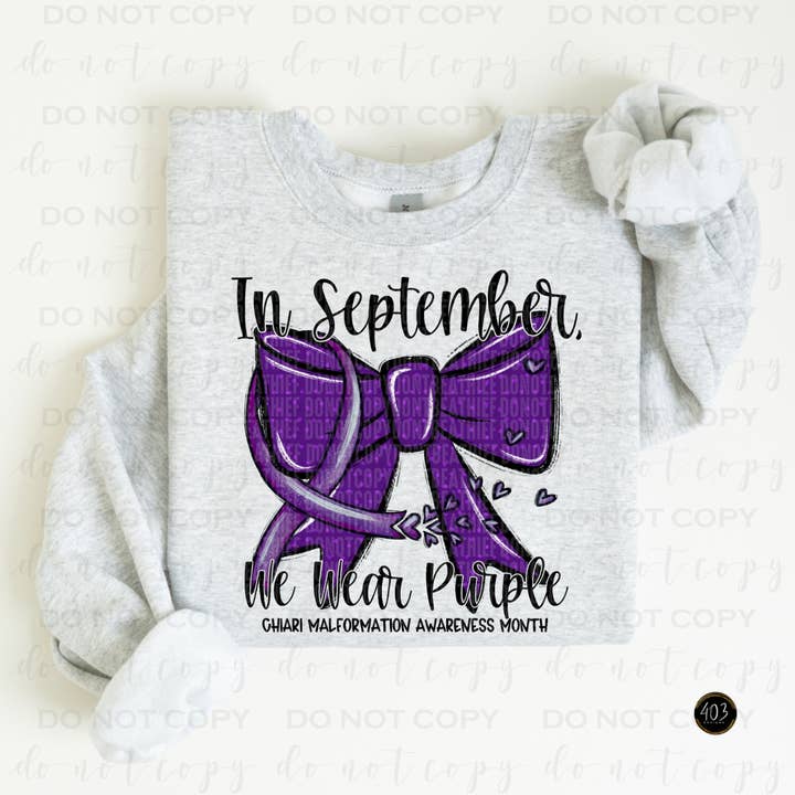 403 Designs - Wholesale Sublimation Transfer - In September We Wear Purple DTF Transfer 0