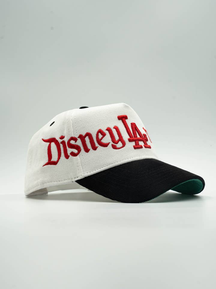 Dland 'White/Black(Red text)Corduroy' Snapback for wholesale by Oros Studios