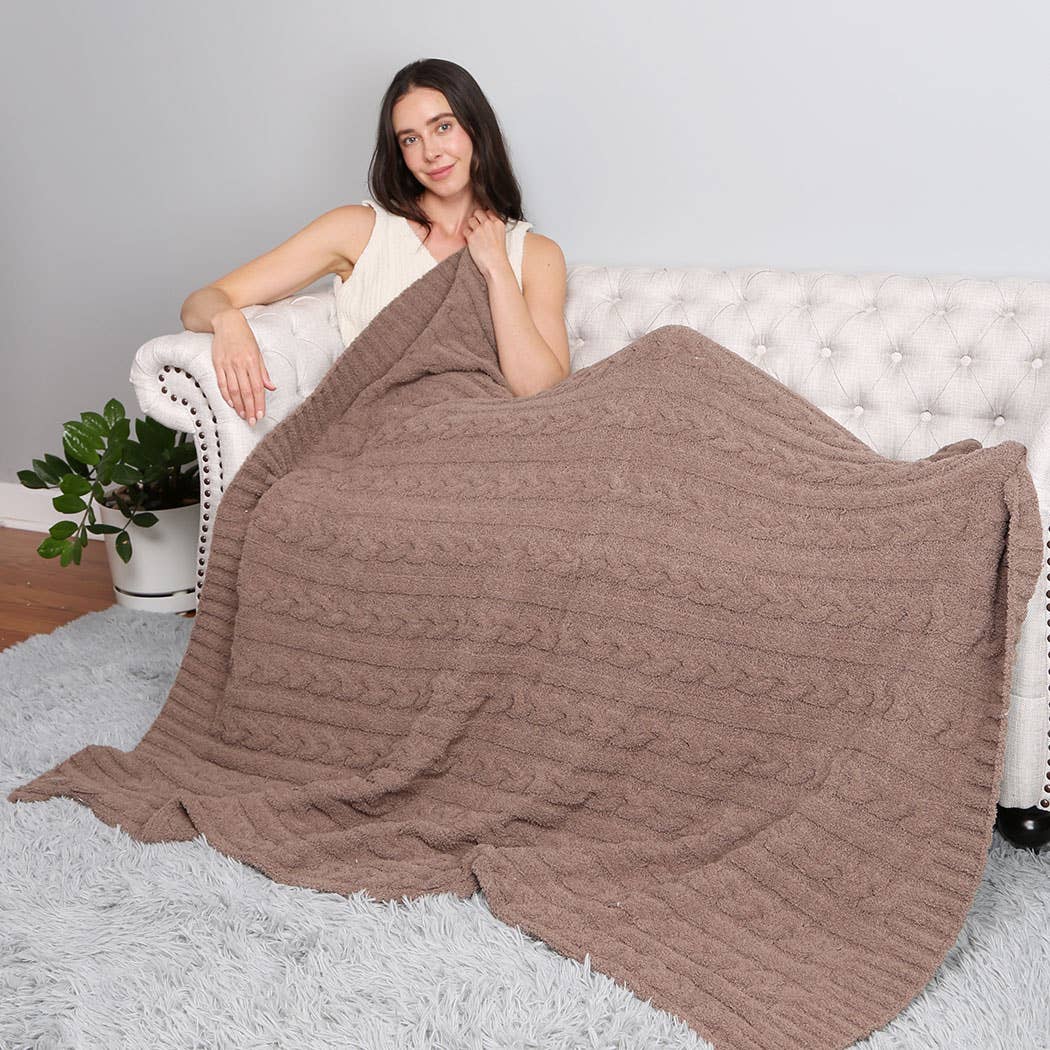 Fashion City - Wholesale Throw Blanket - Braided Cable Knit Luxury Soft Throw Blanket14