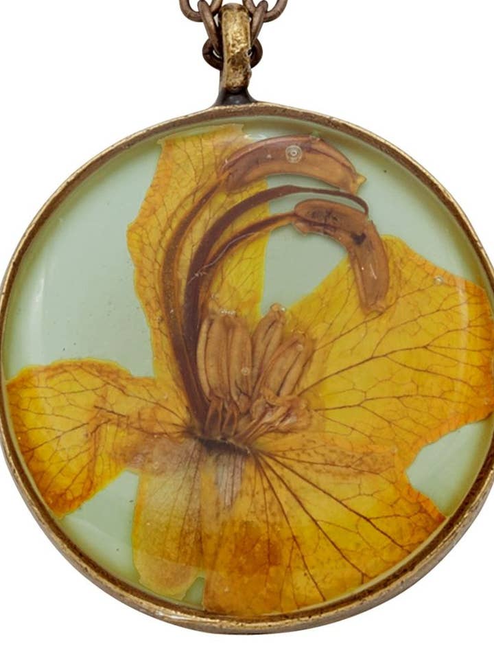 Wild Butterfly Pansy on Aqua Medium Round Necklace for wholesale by Shari Dixon