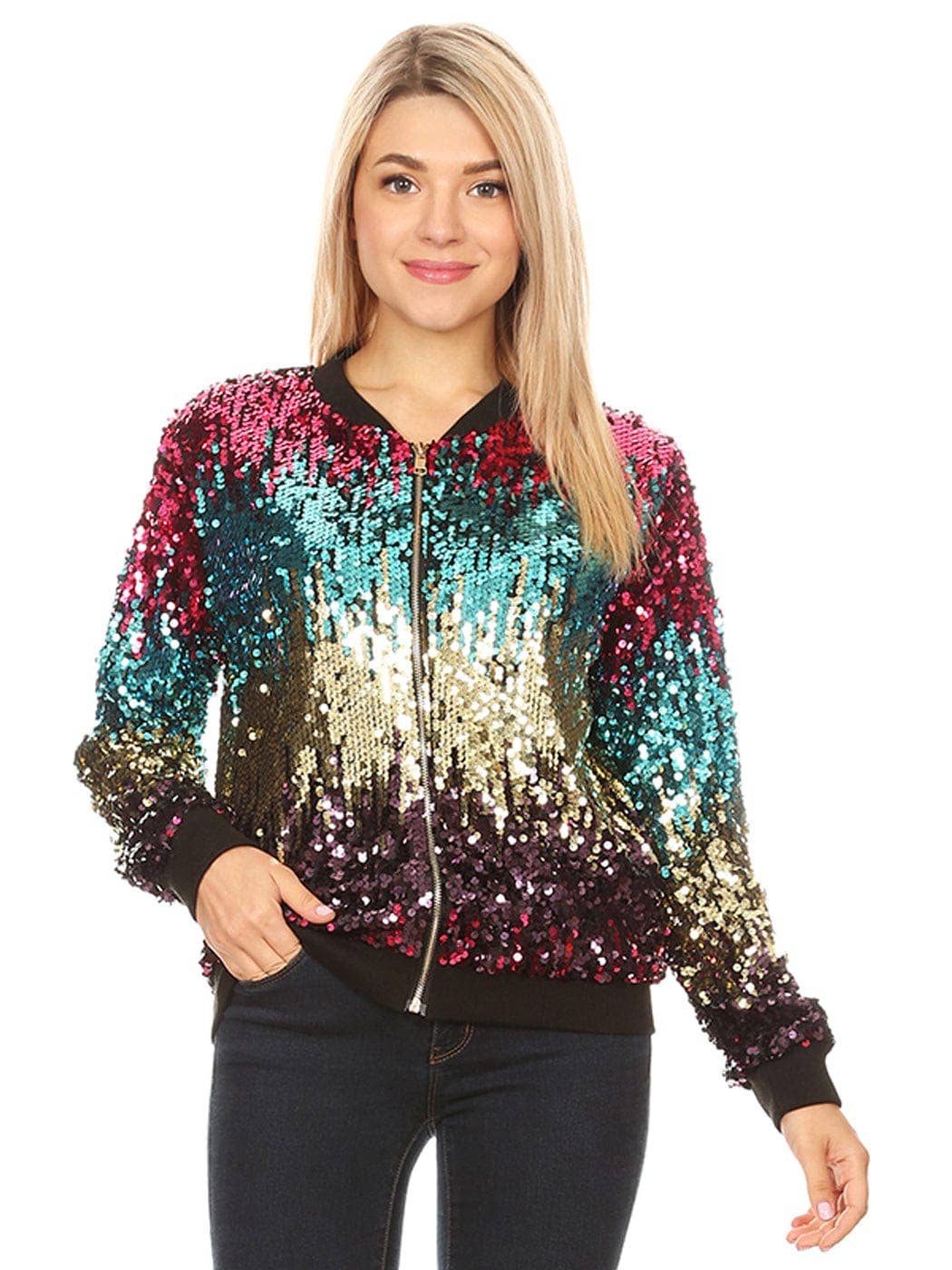 Anna Kaci Wholesale - Vente Bombers – femme - Blouson aviateur zippé à sequins29