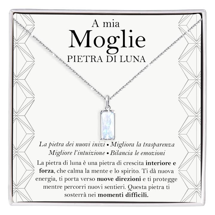 Rektangulær Månestenshalskæde i Sterling Sølv 925 - Til min kone for engroshandel hos DINAWeb Srls