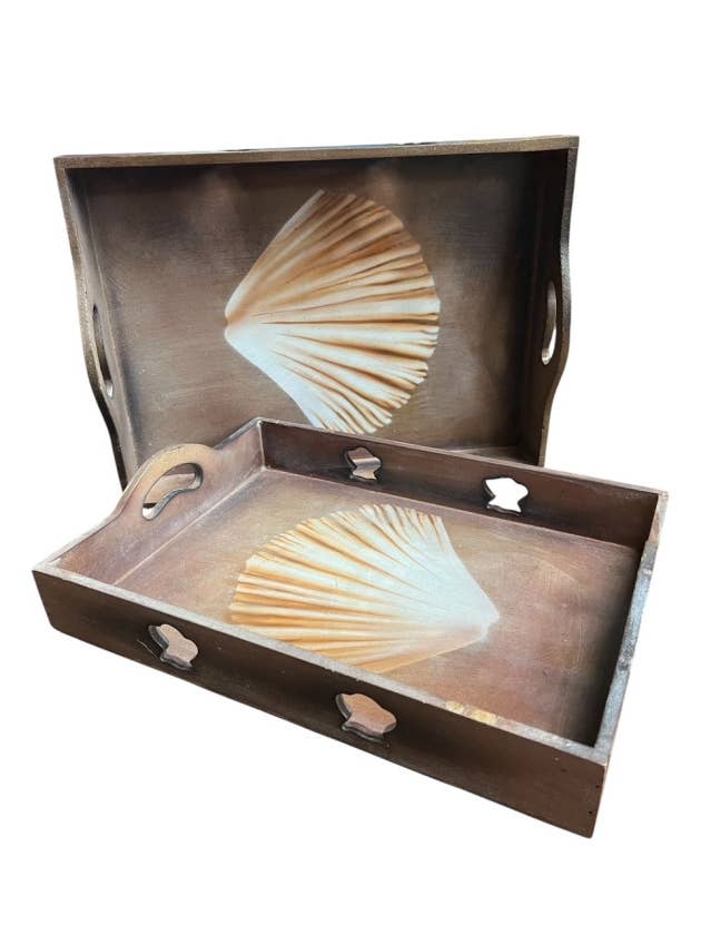 Kystcharme Træbakke Muslingeskal Design Sæt for engroshandel hos DK Hawaii