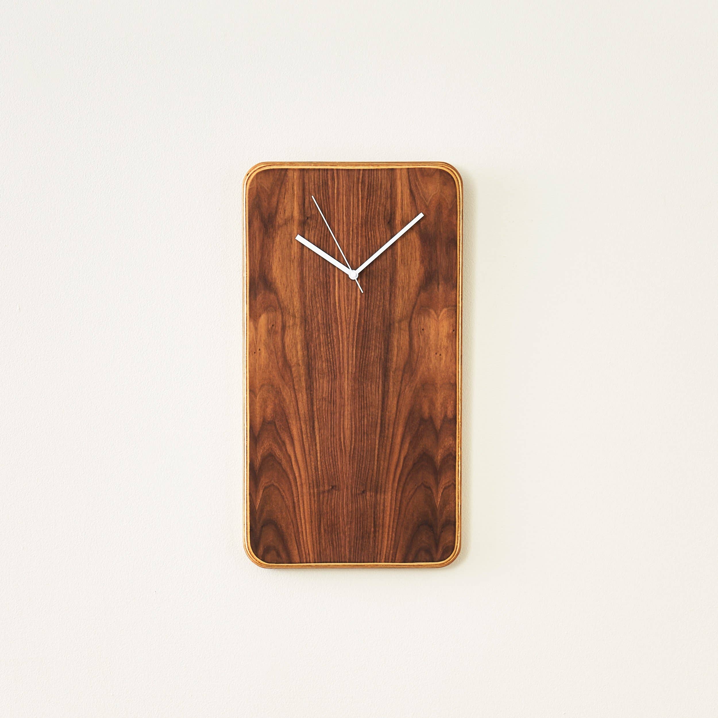 Relic Modern™ | Furniture & Objects - Wholesale Wall Clock - Minimalist Rectangular Walnut Clock with Silent White Hands2