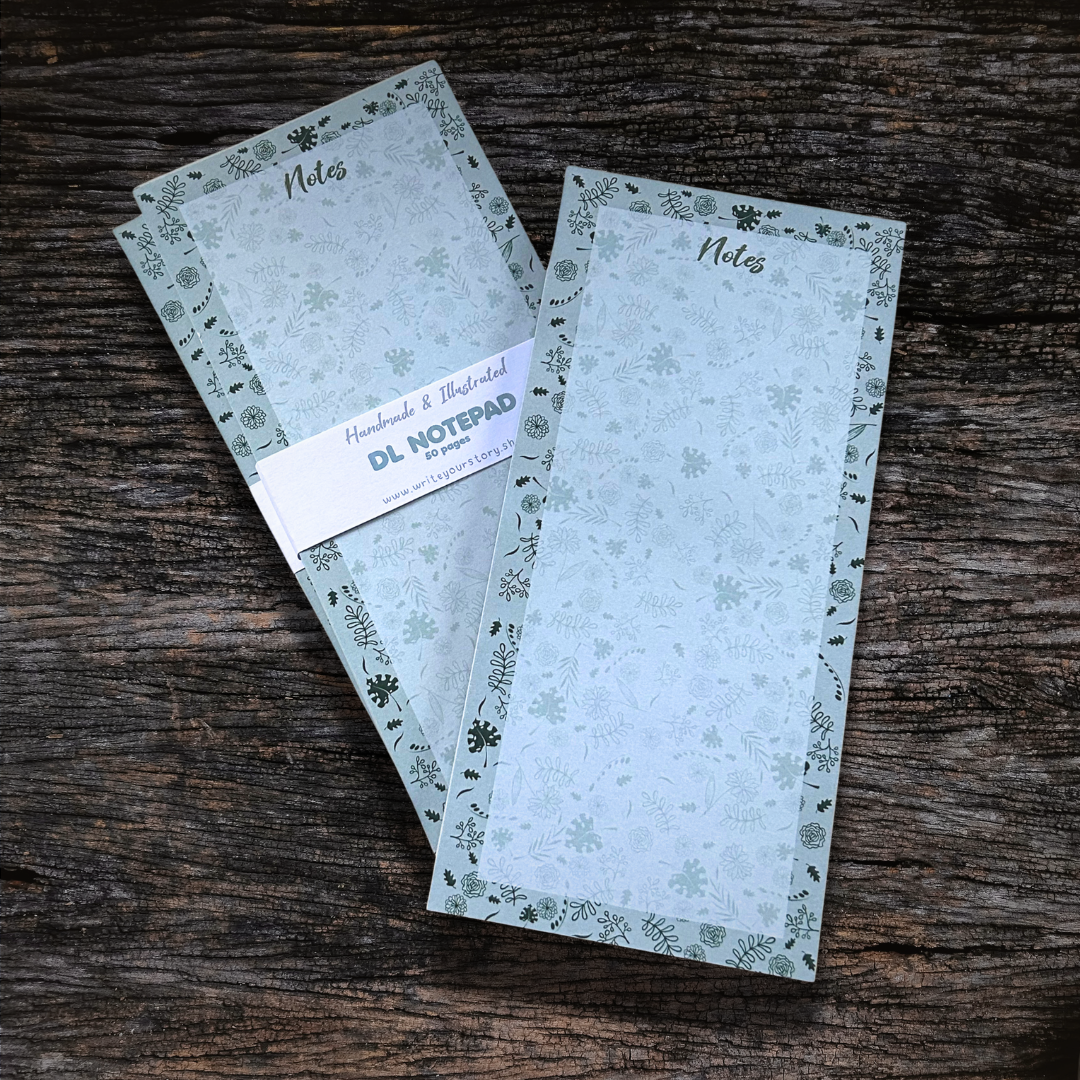 Write Your Story – wholesale Notepad – Green Floral DL Notepad1