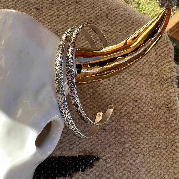 Desert Darlings Silver - Wholesale Bangle Bracelet - Sterling Silver Floral Bangle #229