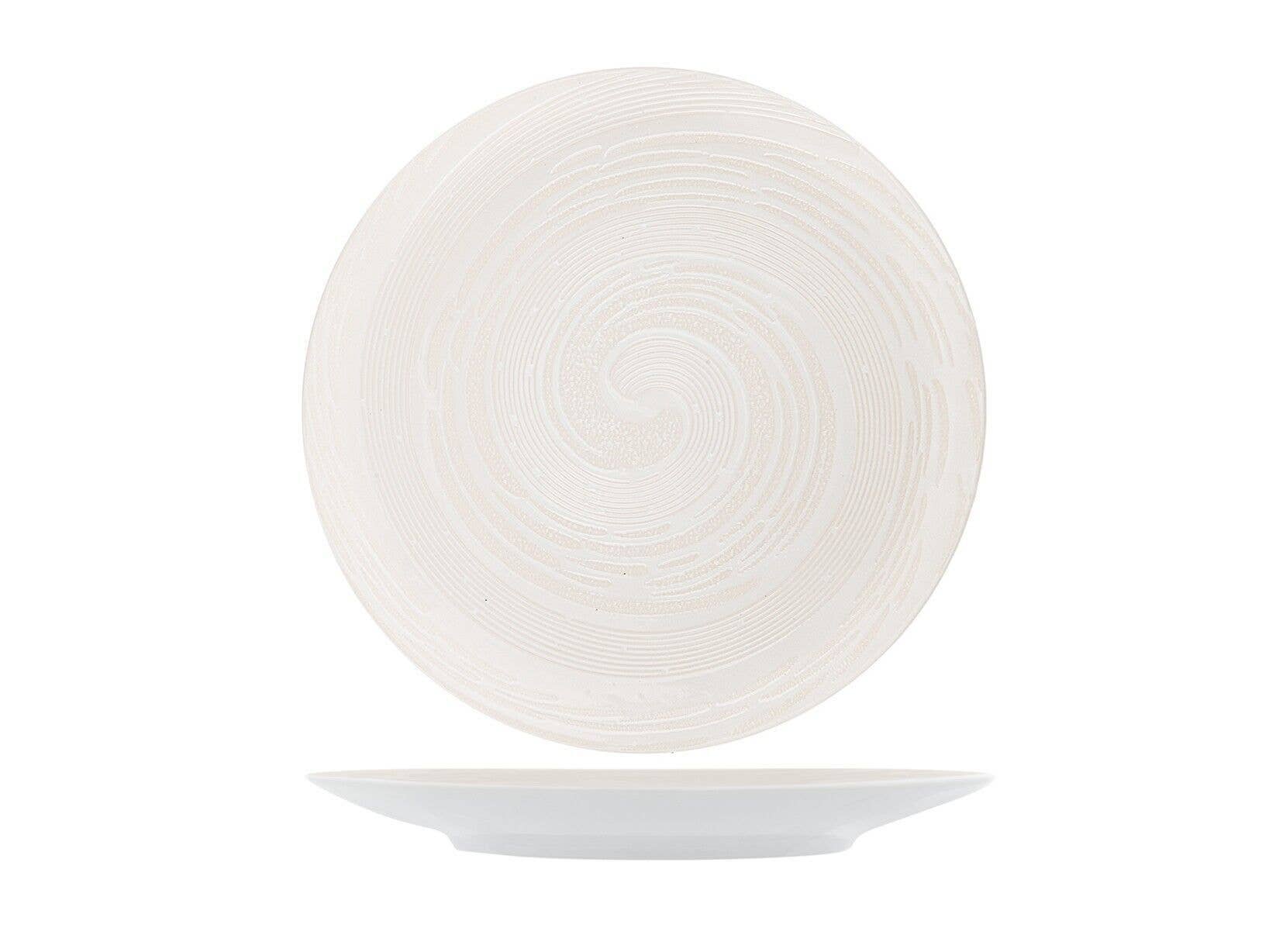 H&H - Wholesale Dinner Plate - Vortex Flat Plate in White Stoneware cm 270