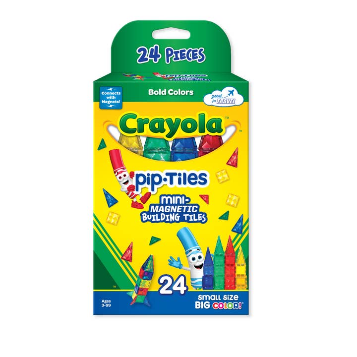 CreateOn - Wholesale Building Set - Kids - Crayola Mini PIP Magnetic Tiles 24-Piece Set