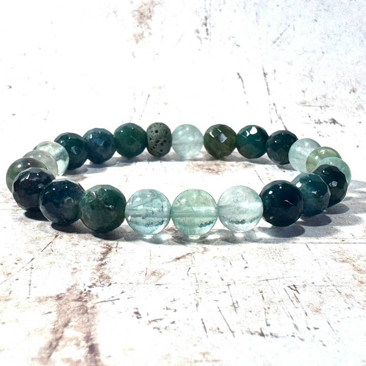 Moss Agate and Fluorite Diffuser Bracelet for wholesale by STOSA