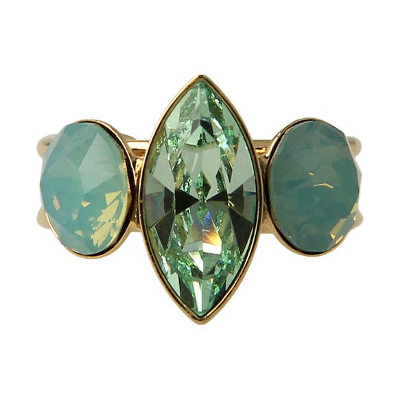 Blossom Ring Grün - Gold, handgefertigt für den Großhandel von OTAZU