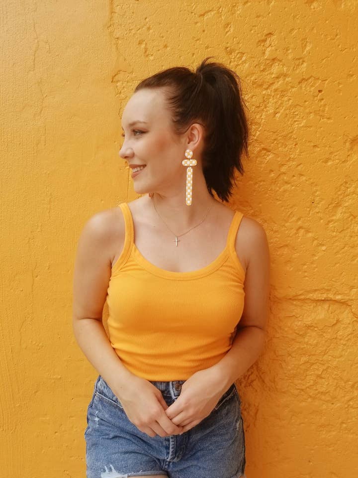 Polymer Clay Earrings | Checkerboard Earrings | UTK | Vols for wholesale by That Clay Girl Co.