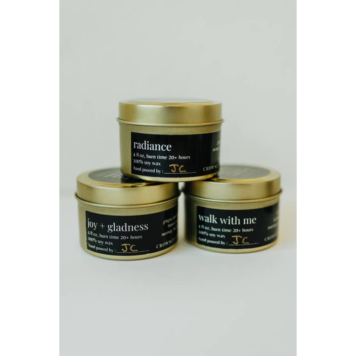 Crowned Free - Wholesale Travel Candles - Joy + Gladness Candle - 4oz - Made by Survivors
