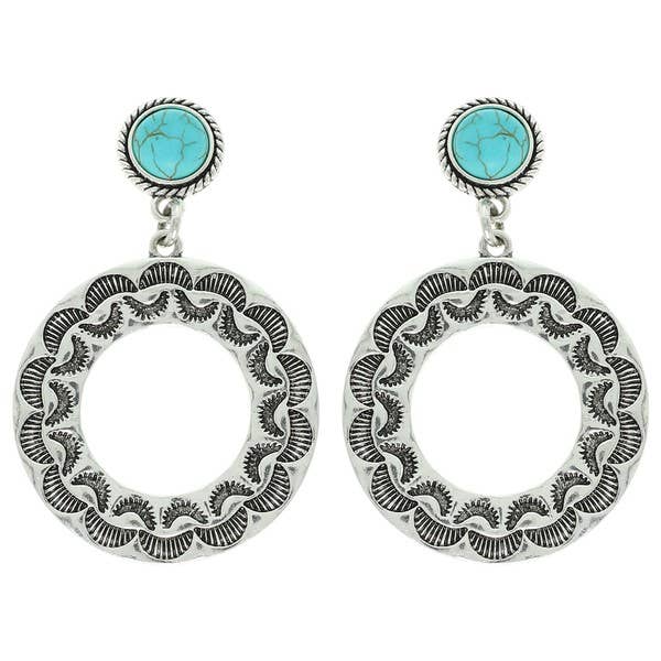 Sbtq HANGENDE OORBELLEN UIT HET WESTEN MET OPEN CIRKEL G14798 voor groothandel op Faire0